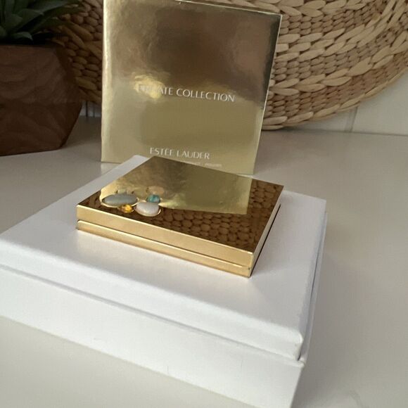 ESTEE LAUDER PRIVATE COLLECTION gold Compact Stones NEW IN BOX RARE - Picture 6 of 6